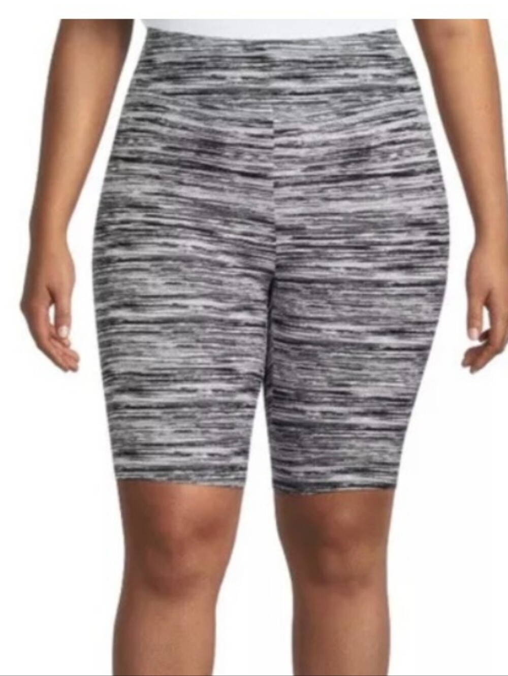 Terra & Sky Womens Biker  Gray Striped Shorts